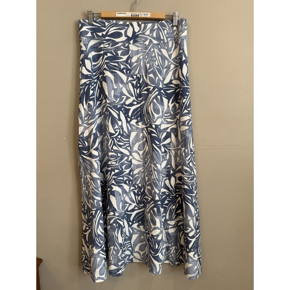 Coolibar Fabyan maxi skirt UPF 50 blue & white tropical print Sz L